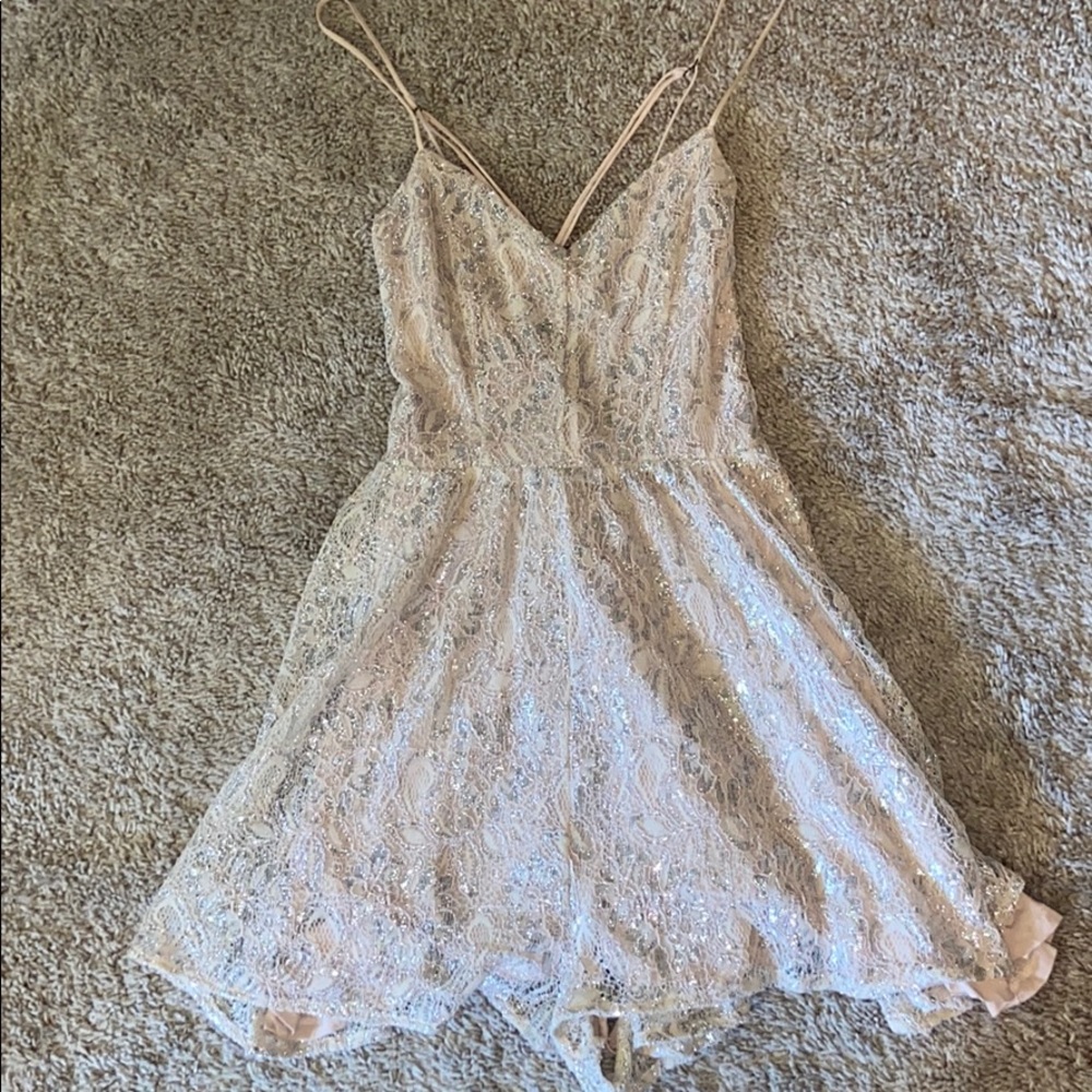 ✨ Shiny Cream and Silver Romper by Kimchi Blue ✨